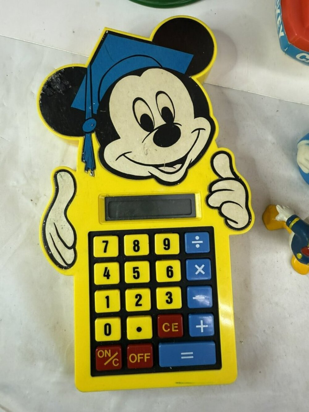 LOT Vintage Mickey Mouse Rubber Bank W/ STOPPER Calculator Figures Donald Goofy - Picture 3 of 13